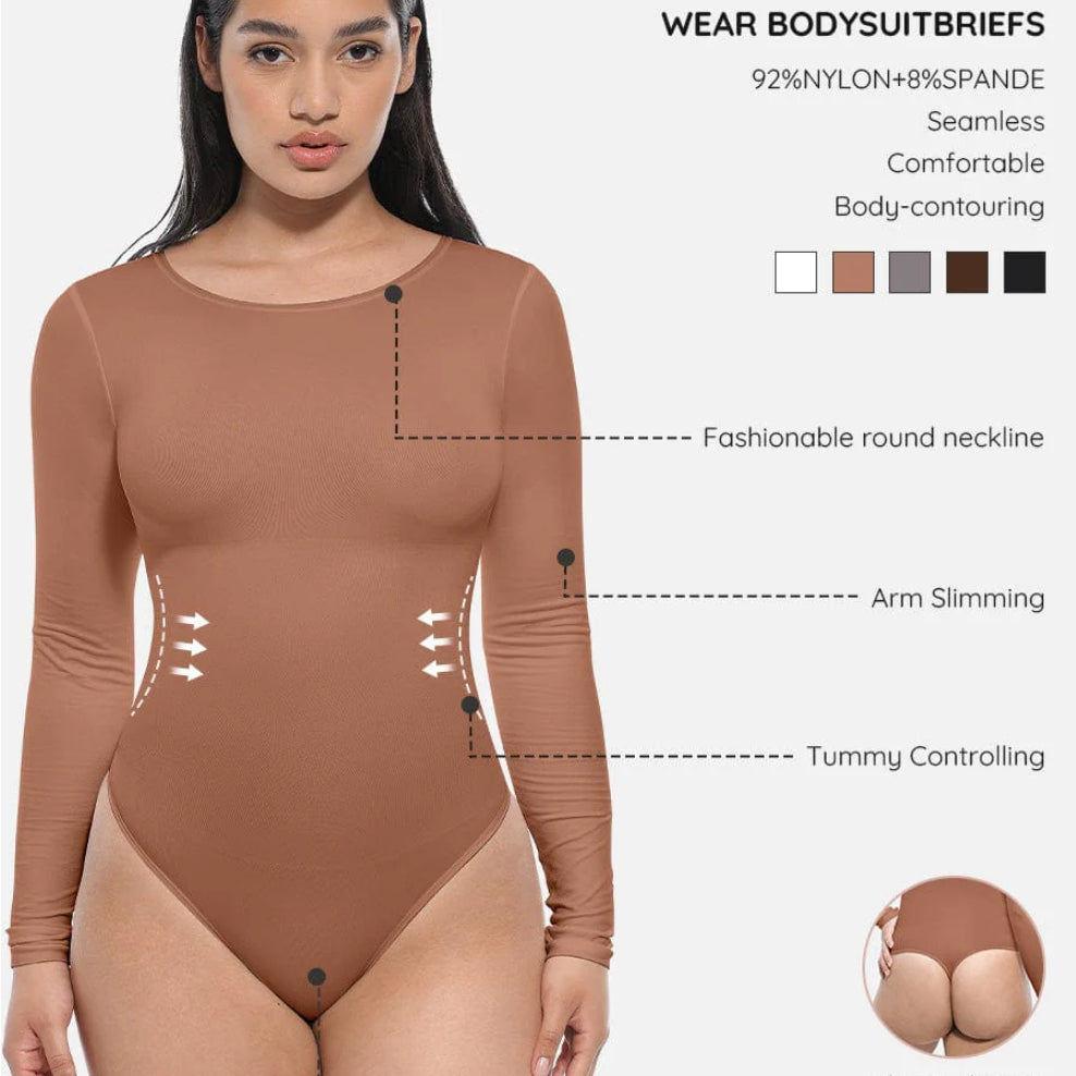 Seamless Bodysuit Long Sleeve Slim Corset